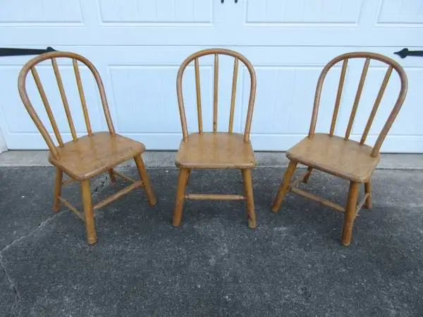 3 Vintage Childs bent wood chairs - blond finish - $35 each