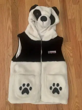 Panda vest with a hood - youth M - great condition