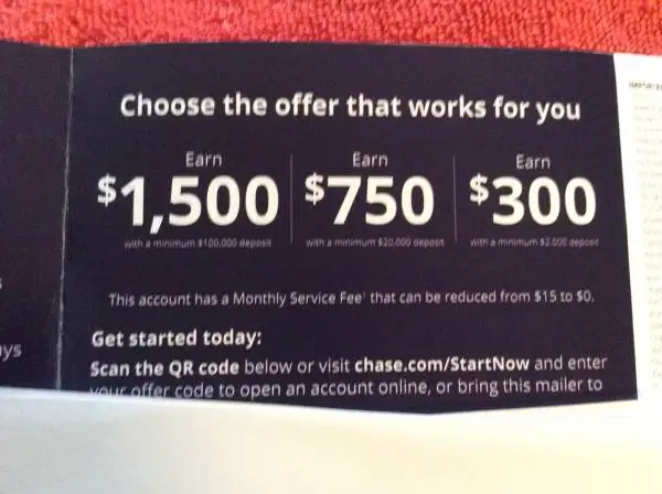 Chase Bank Code $1,500