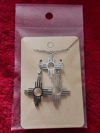 ✨ New Mexico Zia Pendant & Earrings Set – Stainless Steel  ✨
