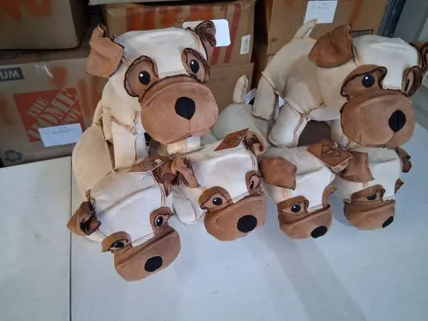 6 Plush Faux Leather Dog Stuffed Animals – New with Tags – $35