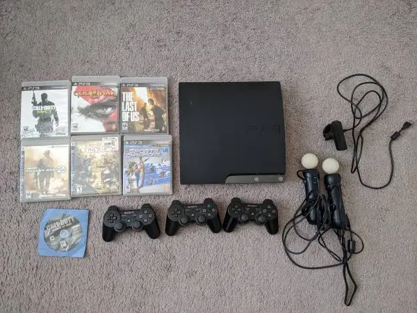 PlayStation 3 (PS3) 160GB Bundle – 3 Controllers, Move Kit, 7 Games