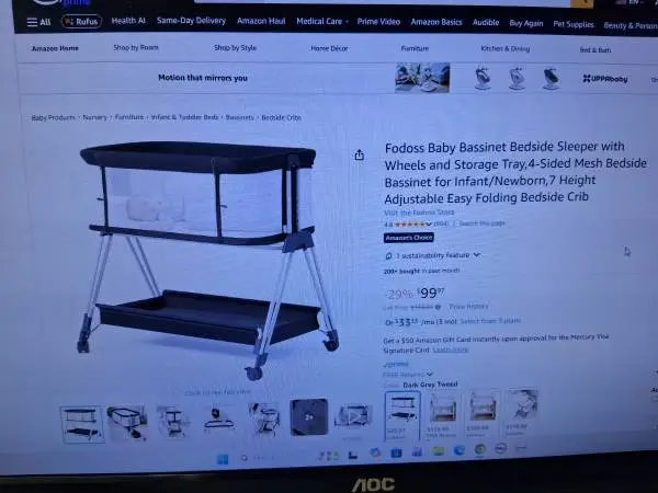 Fodoss Baby Bassinet Bedside Sleeper with Wheels and Storage Tray