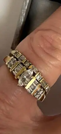 Womens diamond engagement ring set.
