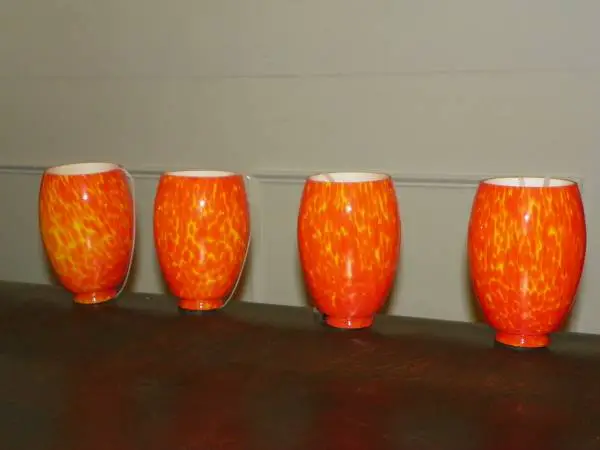 (4) GLASS ORANGE SHADES FOR PENDANT LIGHTING