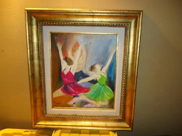 Beautiful large Paint on canvas of two women dancing