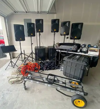 Audio Stage System - Sound Mixer - PA - Lights - DMX Cont. - Cables +