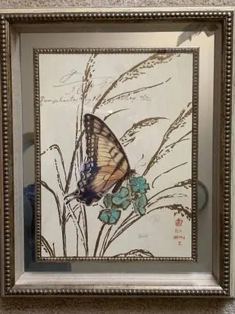 Painting framed by Chad Barrett - Blue Flax Curiosity painting signed