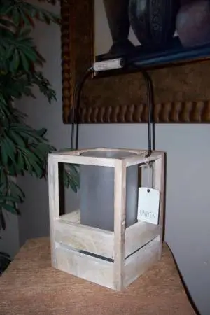 Wooden Lantern with Glass candle/light holder