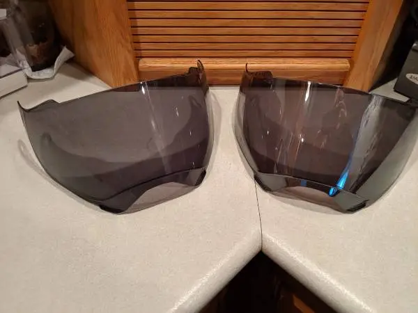 Motorcycle modular helmet shields