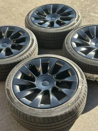20” Tesla Model Y factory wheels tires satin black new rims induction sensors