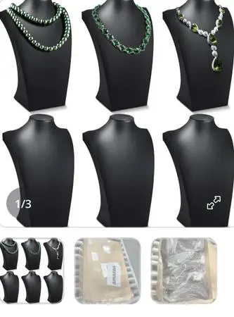 Kigley Black PU Leather Jewelry Bust Display Necklace Holder