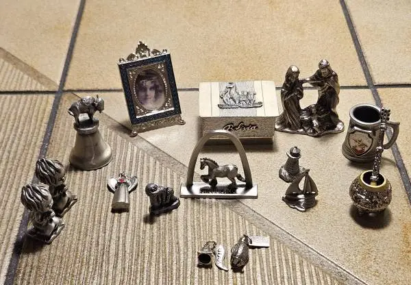 VINTAGE 9 Miniatures Pewter and  2 Silver Pieces