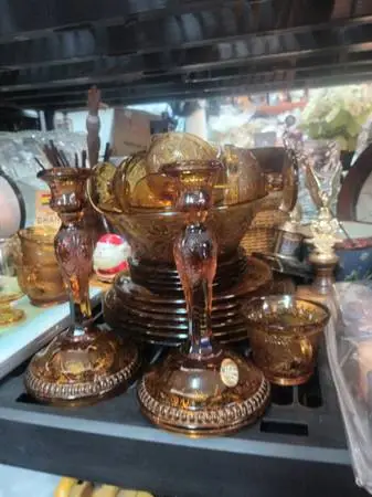 Amber vintage tiara glass