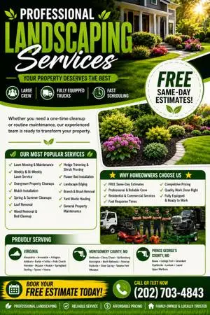 Lawn Care • Landscaping • Yard Cleanup • Mulch • Tree Trimming • FREE