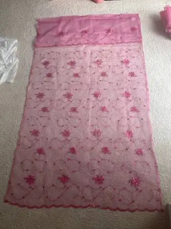 Sheer pink embroidered curtains - set of 4 - 86 x 49 inches
