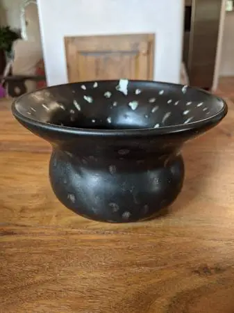 Black & White Pottery Vase Artist Wheel Made Pot