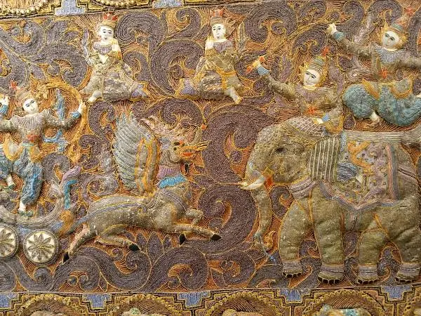 Large Framed 4x8 hand made Burmese Kalaga Tapestry