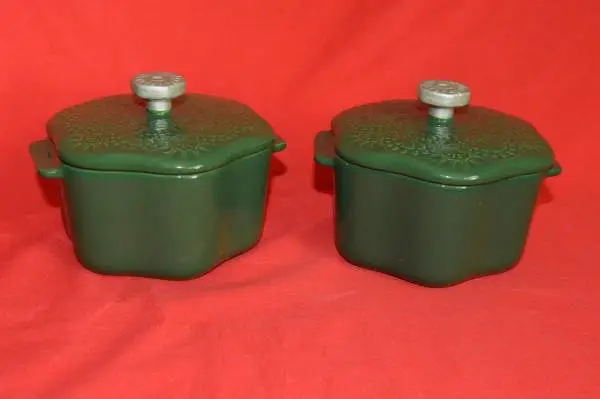 Pioneer Woman Stoneware Green Lace Snowflake Cocotte Mini Dish w/ Lidi