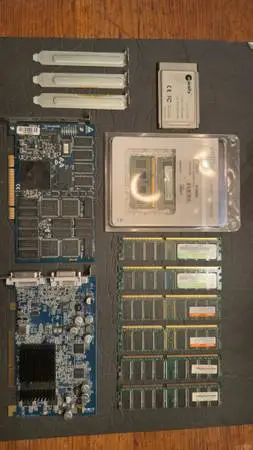 Vintage Mac & PC Hardware Lot – TC PowerCore DSP, Apple Radeon 9600, Crucial R