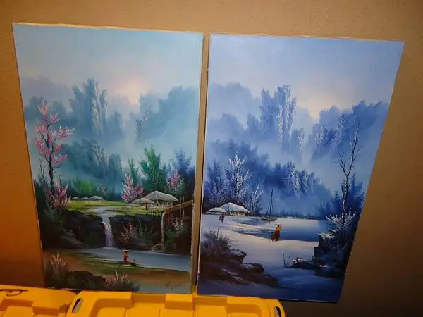 Two Paint on canvas with outdoor themes