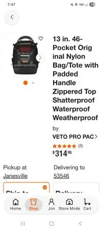 VETO PRO PAC TOOL BAG PROPAC