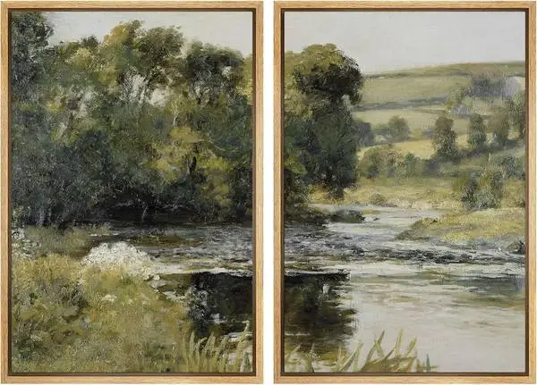 2 Framed Canvas Print Wall Art Nature 16 x 24  NEW