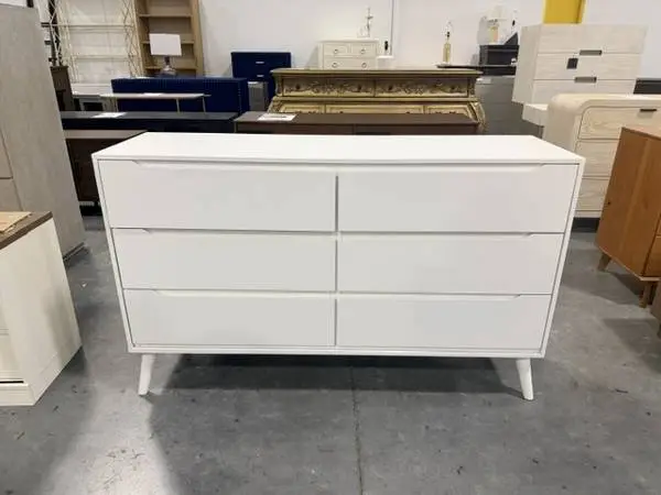 Furniture of America Lennart 6 Drawer Tapered Leg Dresser In White