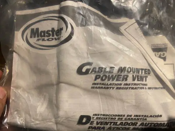 MASTER FLOW GABLE MOUNTED POWER VENT. Brand NEW !!!