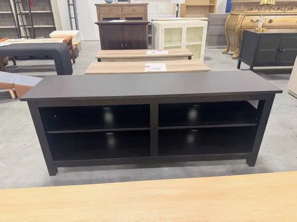 58 Columbus Black TV Stand  Adjustable Shelves TVs Up To 65
