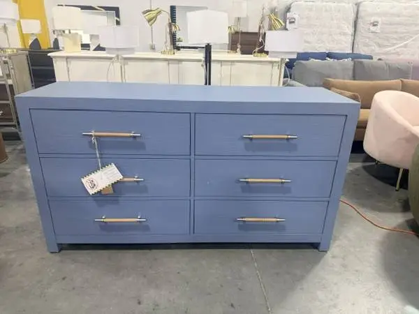 Birch Lane Lana 66 Pine Double 6 Drawer Dresser Blue Brand New