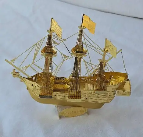 3D Metal Model Toy Gold Golden Hind Ship