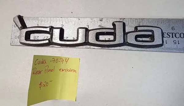 70 74 CUDA rear panel emblem