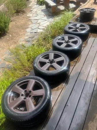 Audi (Ronal) 18x8 wheels, powder coated w vredestein quatrac pros