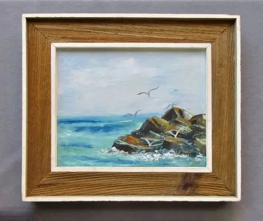Marion Ball (1928-2023) Small Vintage Oil Seascape Painting