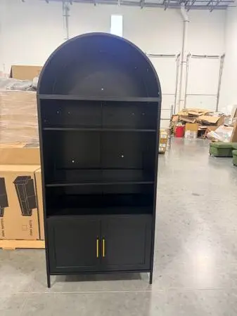73 Tall Metal Arched Cabinet 2 Door 5-Tier Black Arched Bookcase