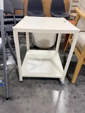 Metal 19 Accent Rolling Side Table Chalk White Brand New