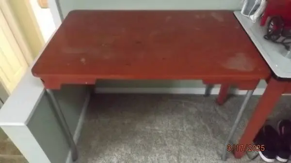 Old Vintage 1940-1950s Red Metal Table