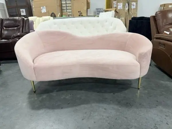 Willa Arlo Ritz 67 Pink Velvet Curved Loveseat Sofa Brand New