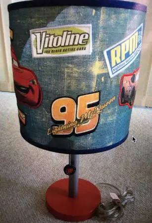 Disney Cars Lamp, sheets, wall decor, trash can, pillow, bath set