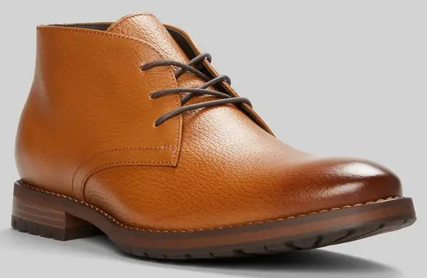 Joseph Abboud Mens Pebbled Leather Chukka Boots, Tan, Size 9D / 10D