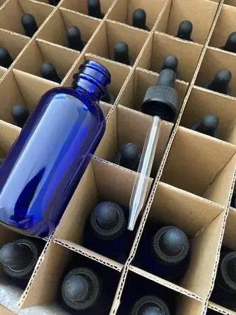 LOT 81 NEW Glass Dropper 2oz Tincture Cobalt Blue Bottle, Eye Droppers
