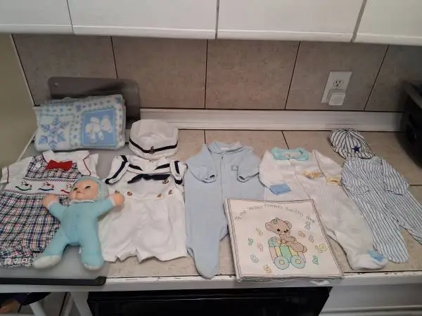 Vintage Baby Clothes Toy Blanket Lot
