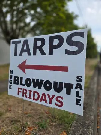 Tarp Clearance: limited-time weekly “Garage Sale”