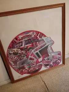 Framed Wisconsin Badgers Football Helmet Puzzle