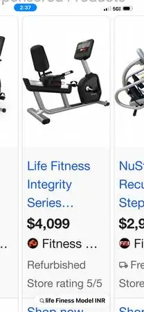Life Fitness Stationary Bike Model INR W/TV Ad On