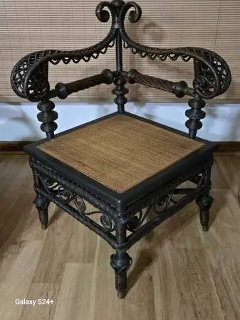 AntiqueVictorianWickerCornerChair dating from late1800s to early 1900