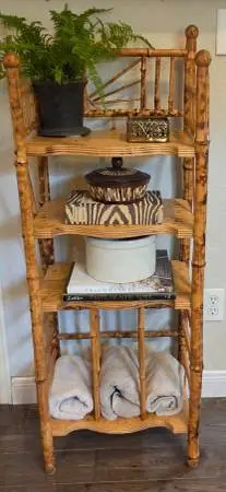 Antique English Scorched Bamboo Etagere/Stand