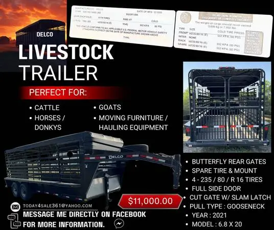 🔥 2021 Delco 6.8x20 Gooseneck Livestock Trailer – READY TO HAUL 🔥