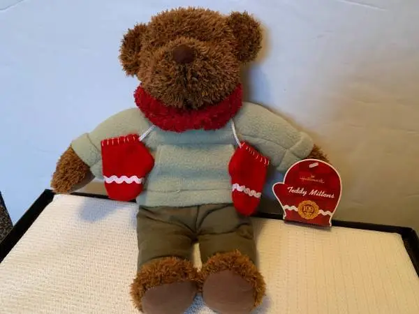NWT Hallmark Teddy Bear Red Mittens Scarf 14 Plush Stuffed Animal Toy